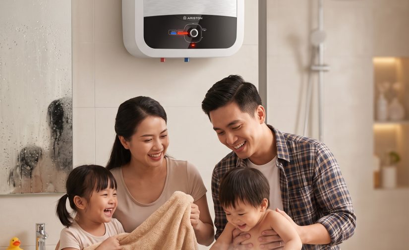 Gia đình sử dụng máy nước nóng gián tiếp ariston